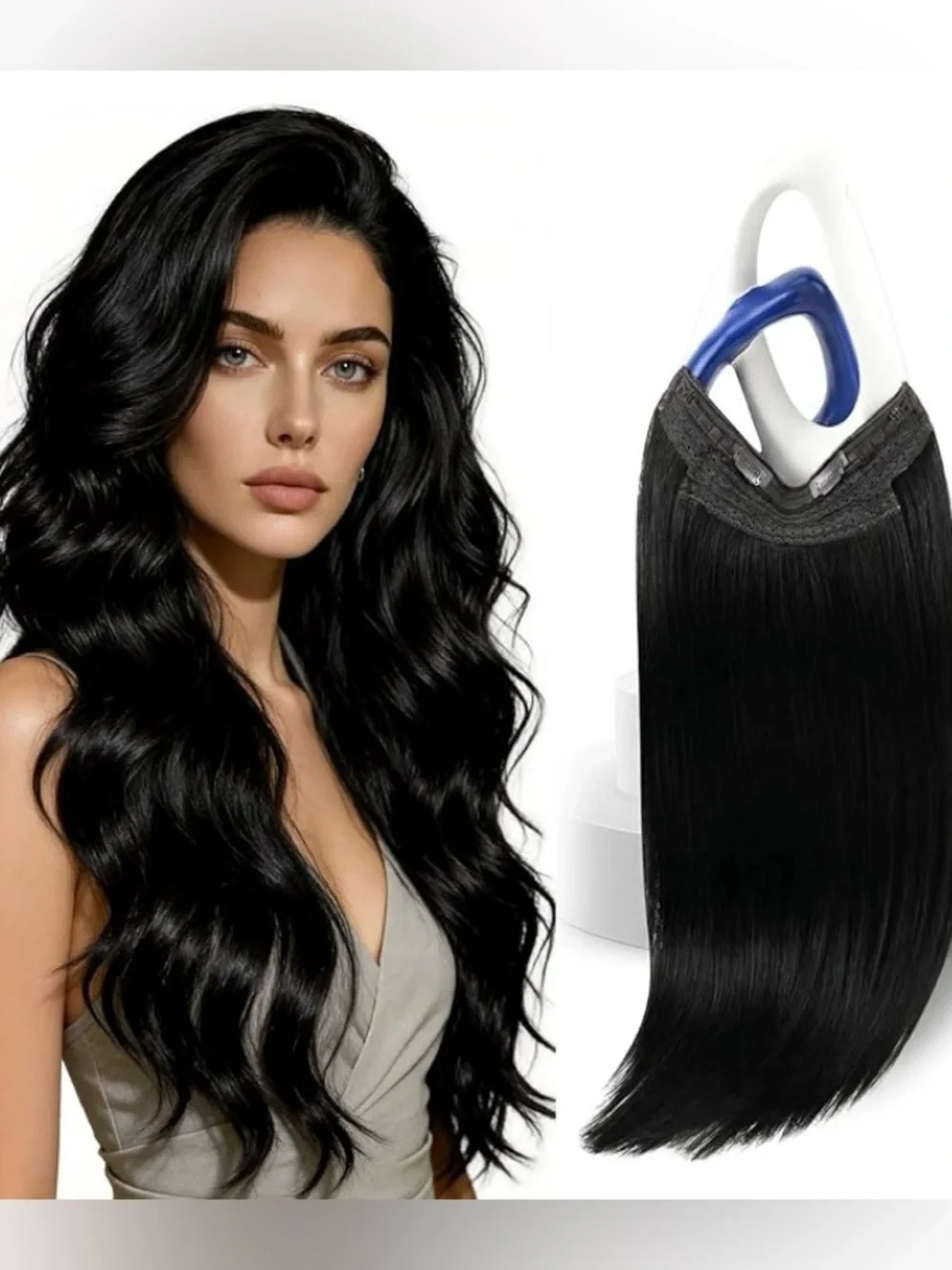 Sunny Hair 16” Invisible Fish Line Extensions 85G # 1 Jet Black Remy Human Hair